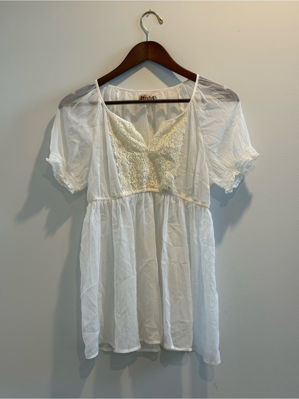 vintage Y2K Mudd brand white milkmaid babydoll top - Picture 2 of 7
